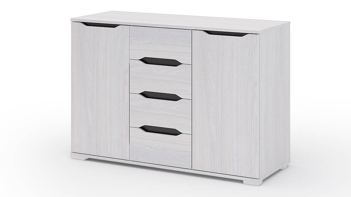 Комод "Валенсия" 4 ящика 2 створки (КМ 012 Дуб анкор светлый 1200*830*450)